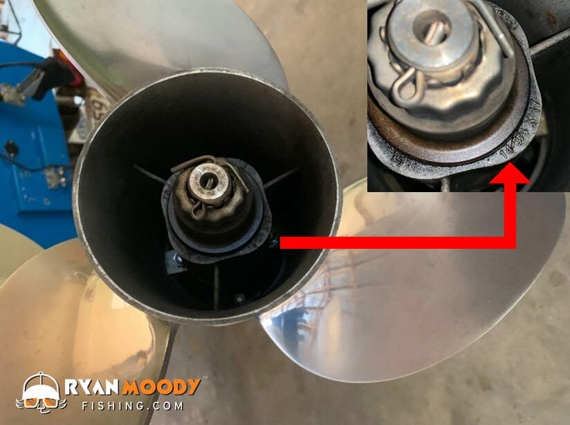 To determine the size of your boat propeller look for the numbers inside the hub