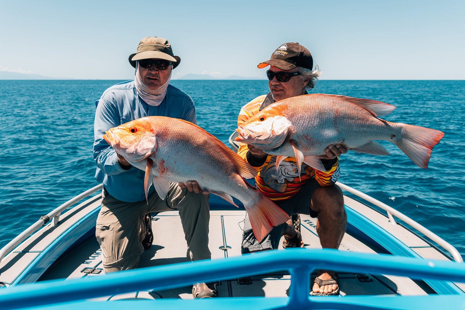 RyanNannyDoubleHookup-08216 Large mouth nannygai fishing offshore Cairns